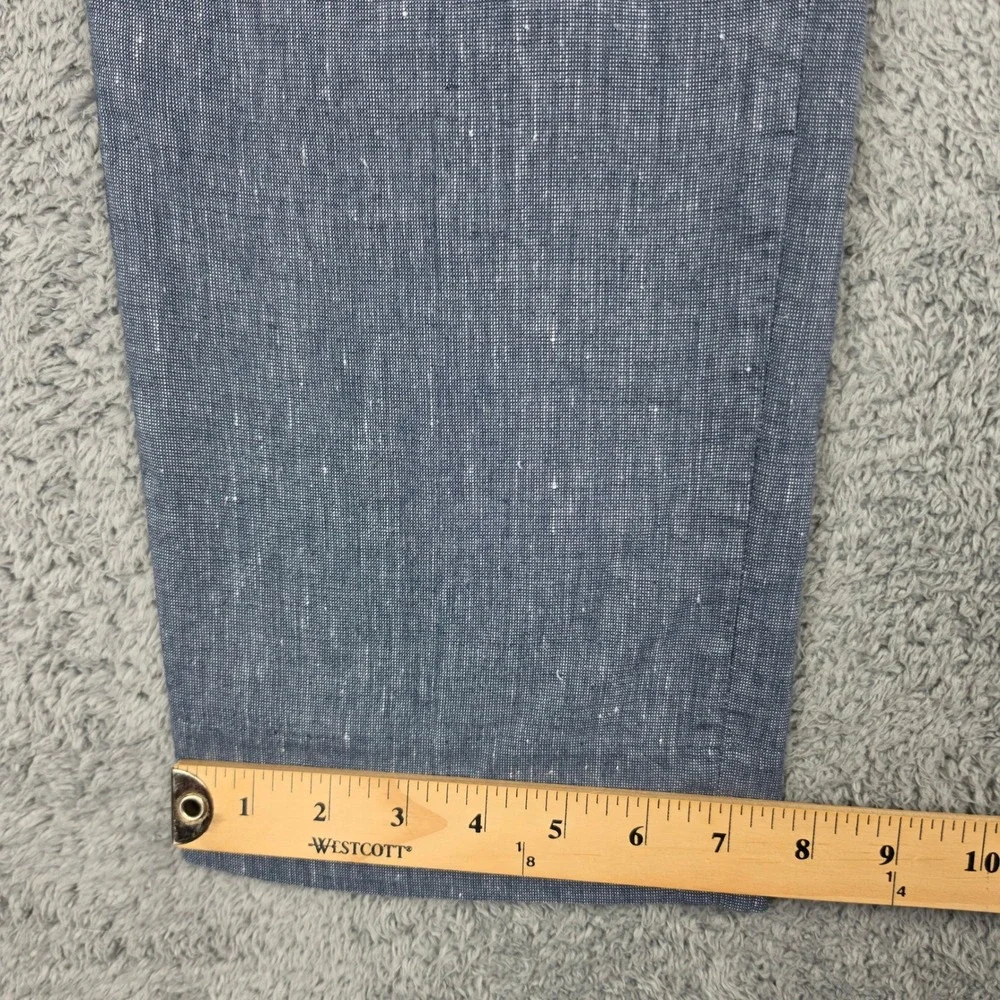 Banana Republic Linen Blend Pants Mens 33x30 Blue Slim Fit Slub Flat Front Chino